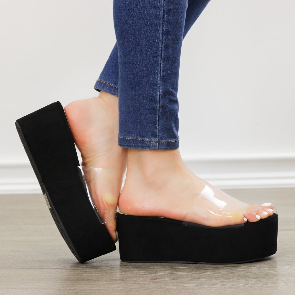 Clear Toe Band Open Toe Slip-on Platform Sandal - Picture 7 of 12